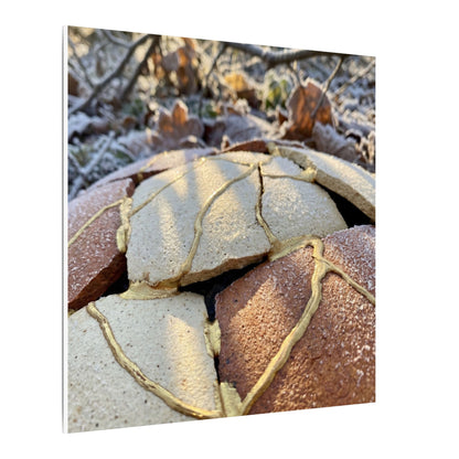 Broken Pottery Crackle Gold Canvas Art | Healing Kintsugi Art