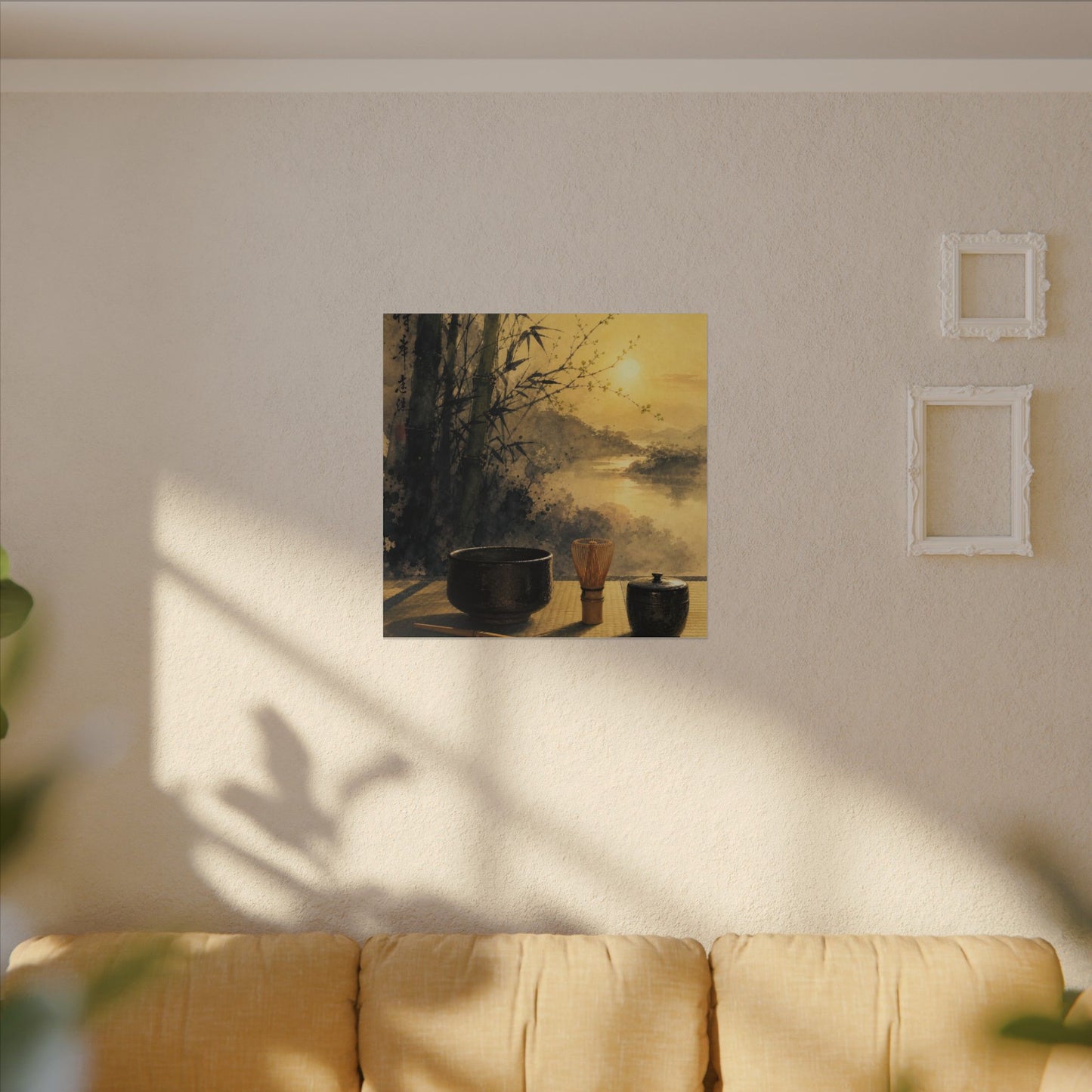 Tea Ceremony Sumi E Canvas Art | Contemplative Zen Art