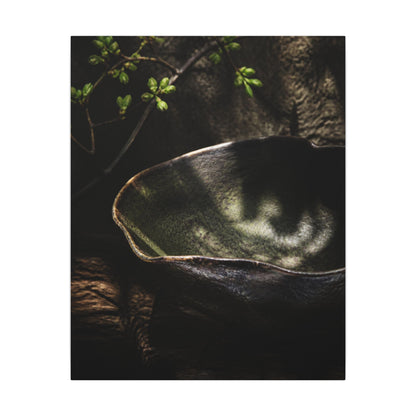 Sophisticated Ceramic Bowl Canvas Art - Dark Texture Dark Japandi