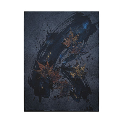 Sophisticated Ink Brushstroke Canvas Art - Dark Texture Dark Japandi