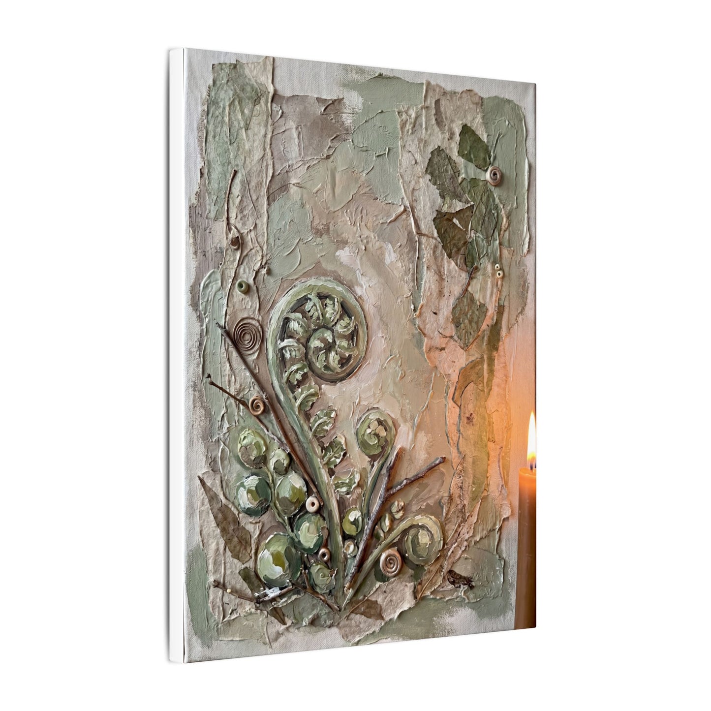 Datsuzoku Fern Unfurling Canvas Art - Japandi Texture