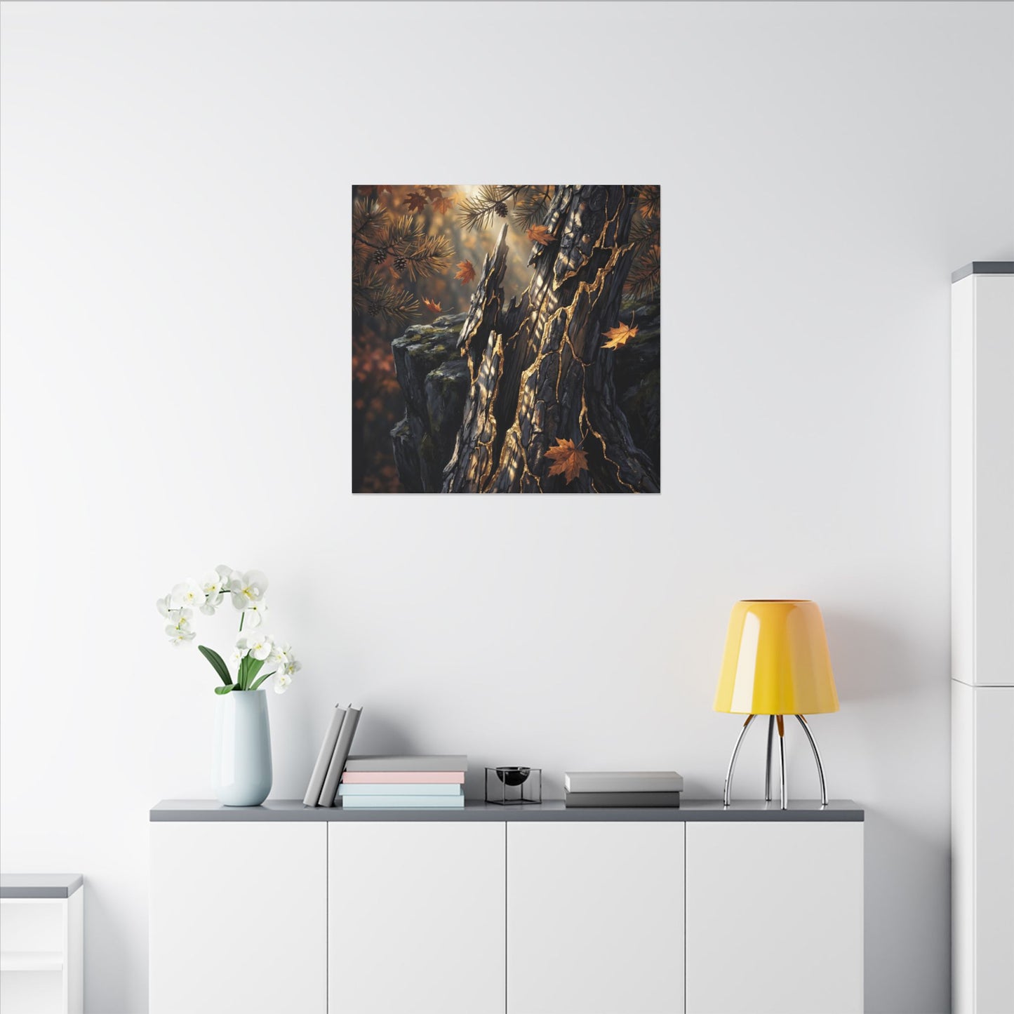 Pine Tree Autumn Canvas Art | Kintsugi Beautiful Design