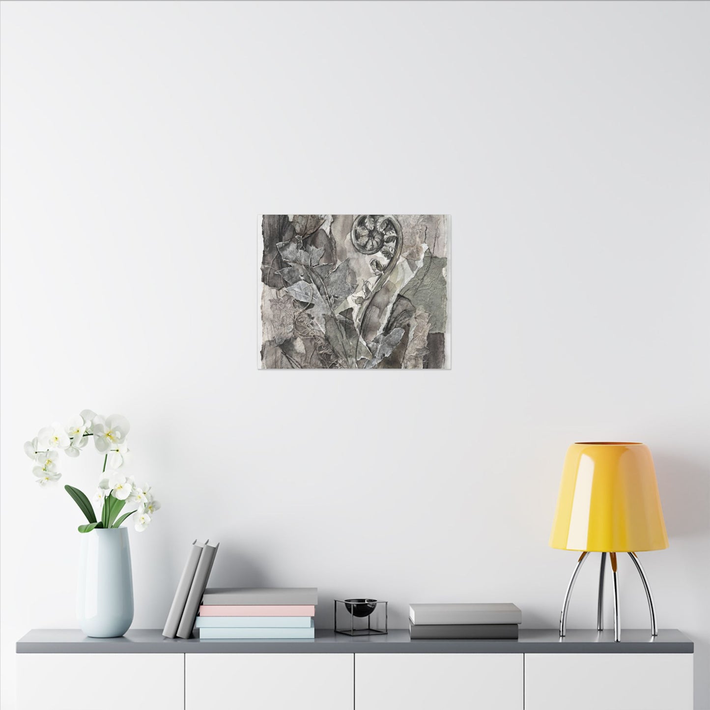 Japandi Fern Unfurling in Overcast | Texture Canvas Art