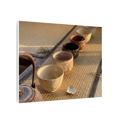 Kintsugi Tea Ceremony in Golden Hour | Gold Repair Canvas Art