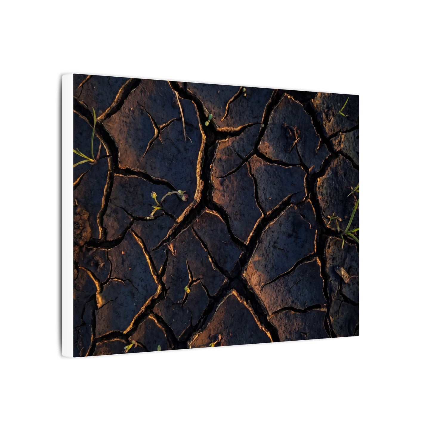 Cracked Earth Moody Minimal Canvas Art | Luxurious Dark Japandi Art