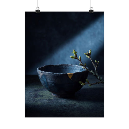 Ceramic Bowl Spring Wall Art Print | Dark Japandi Bold Design Art Print