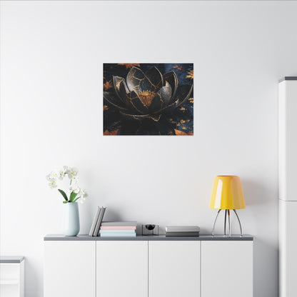 Moonlight Lotus Flower Canvas Art - Kintsugi Fukinsei