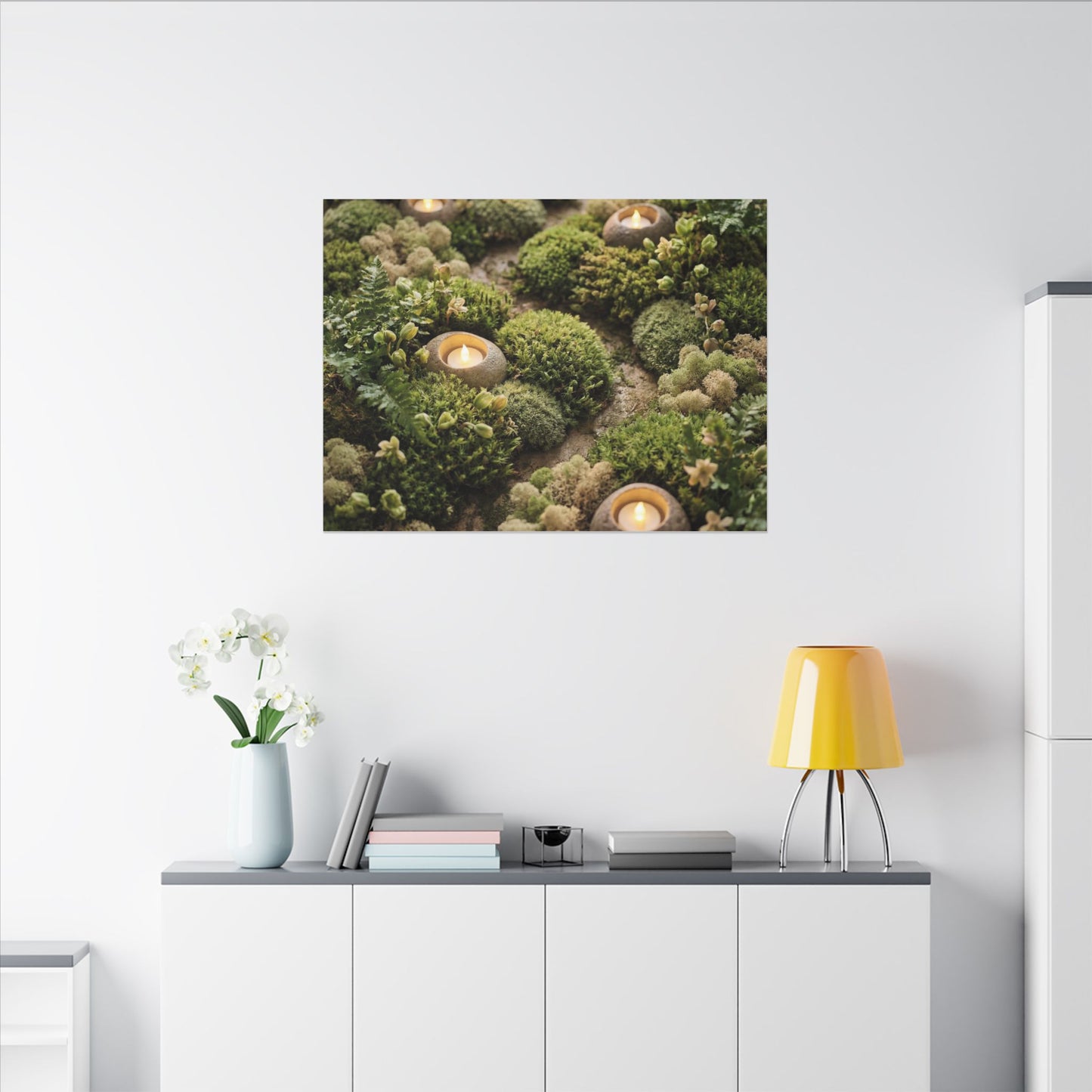Moss Close Up Japanese Pattern Canvas Art | Neutral Japandi Art
