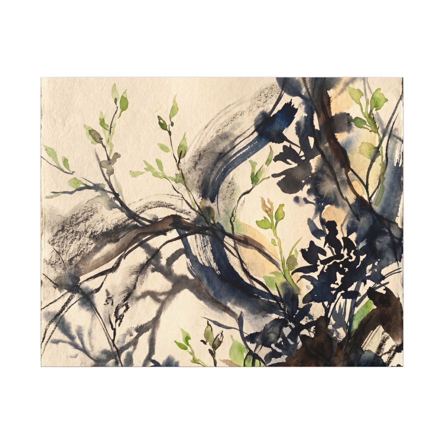 Ma Shadow Play Canvas Art - Dark Japandi Charcoal Ink