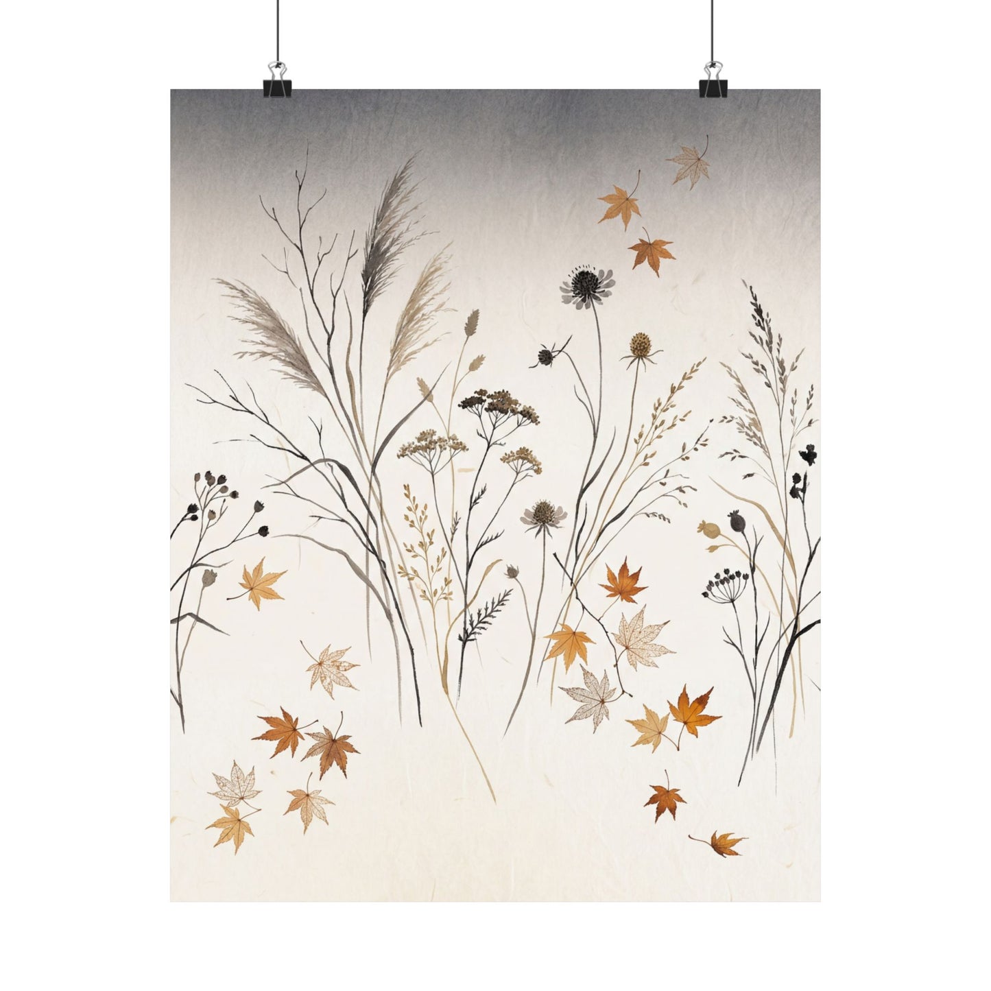 Dried Flowers Wall Art Print | Autumn Japandi Japanese Pattern Art Art Print