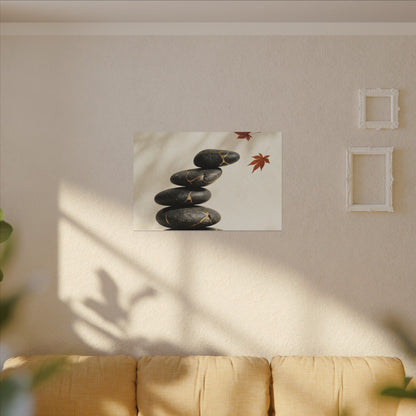 Kintsugi River Stones in Dappled | Crackle Gold Canvas Art