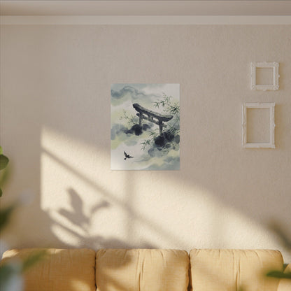 Torii Gate Sumi E Canvas Art | Serene Zen Art