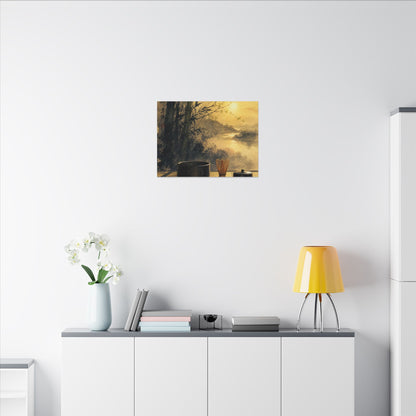 Tea Ceremony Sumi E Canvas Art | Contemplative Zen Art