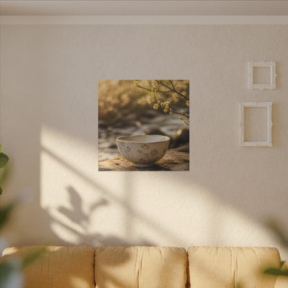 Neutral Ceramic Bowl Canvas Art - Japanese Pattern Japandi