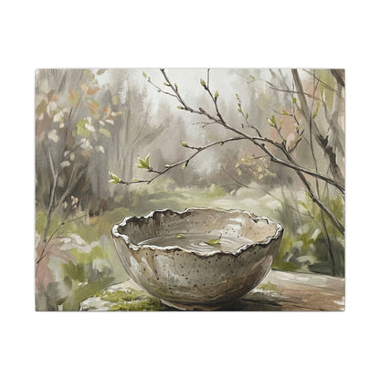 Japandi Ceramic Bowl in Overcast | Minimal Line Canvas Art