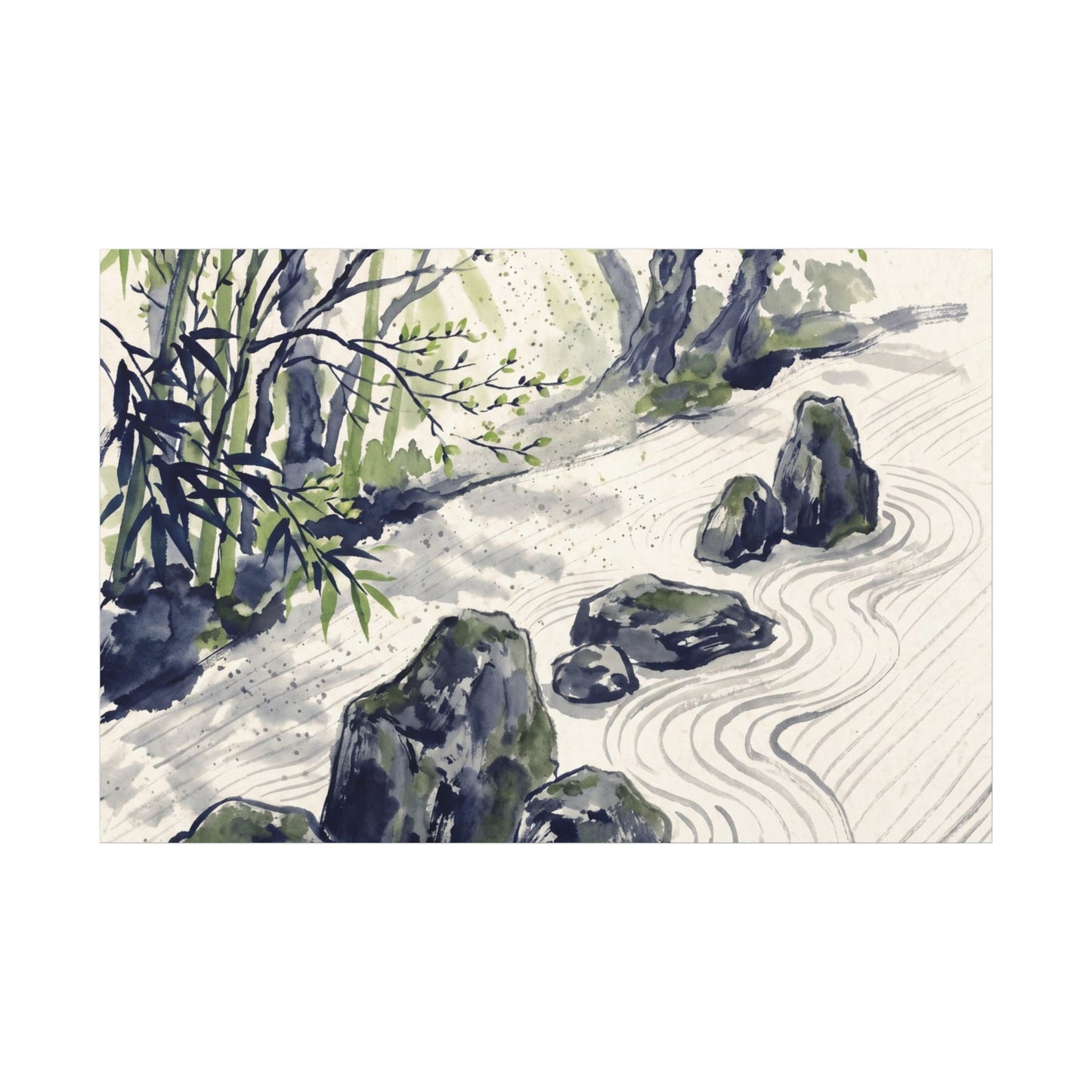 Dappled Rock Garden Canvas Art - Zen Mono No Aware