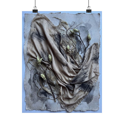 Japandi Silk Drape in Moonlight | Texture Wall Art Print Art Print