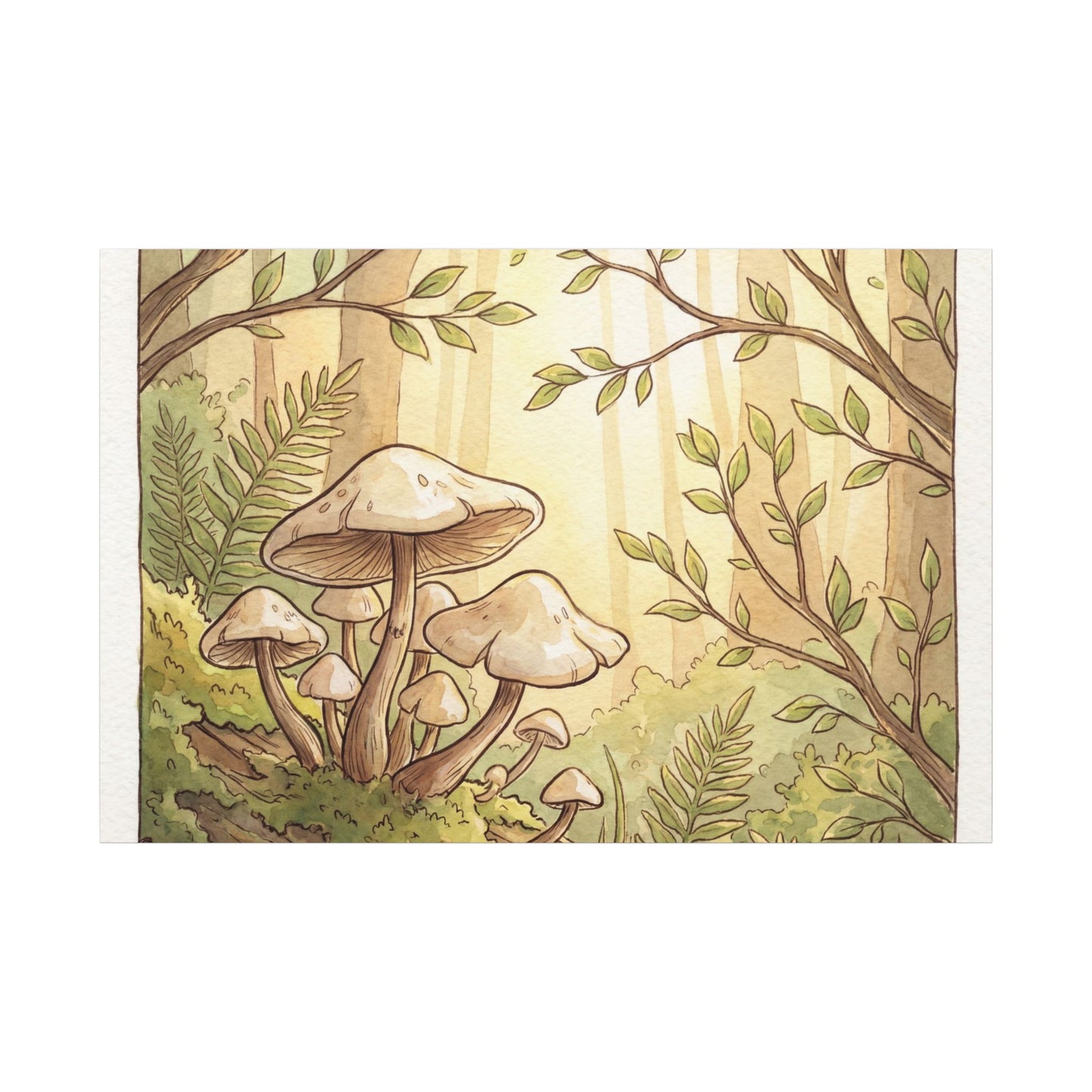Spring Wild Mushrooms Mushroom Illustration Canvas Art | Cozy Decor