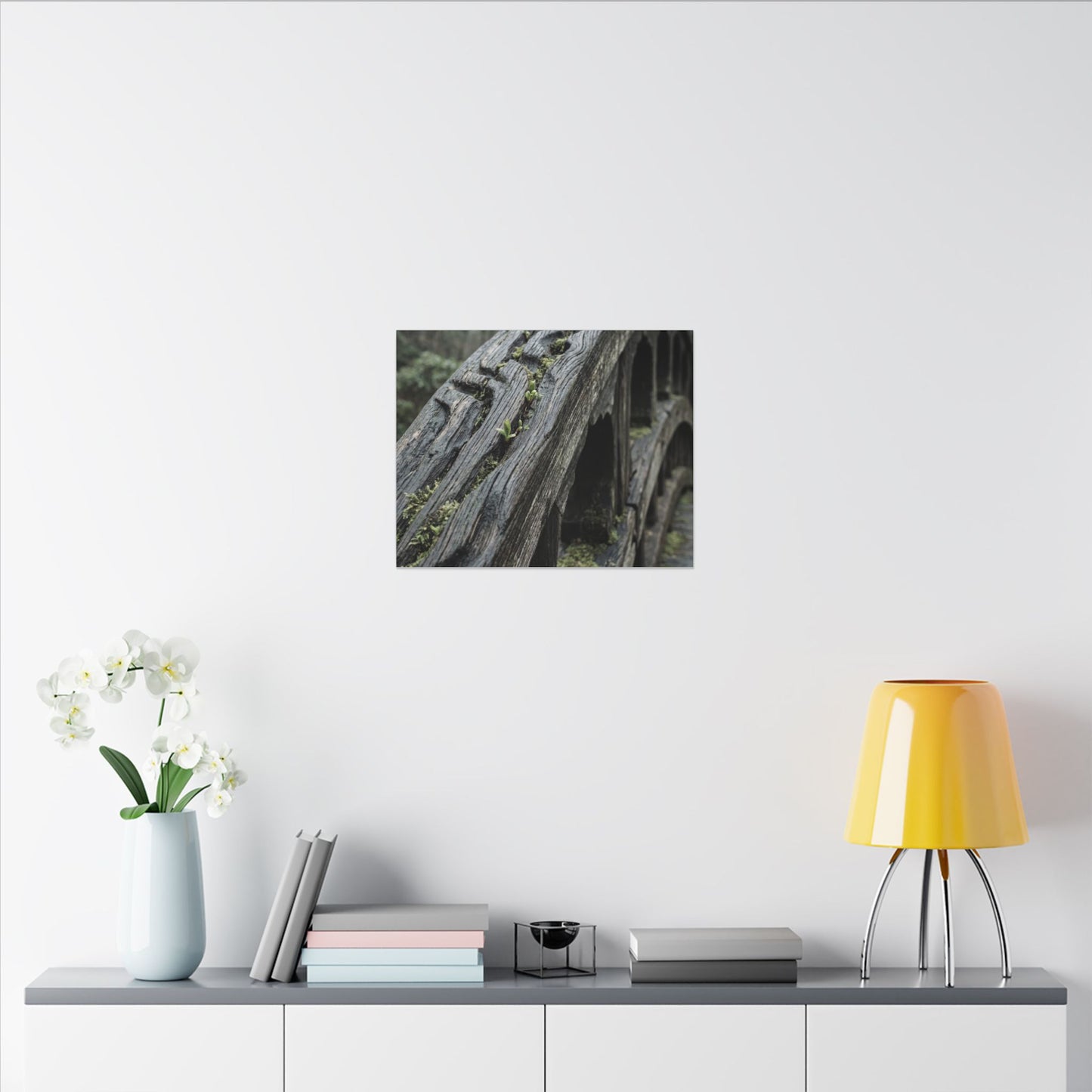 Overcast Wooden Bridge Canvas Art - Japandi Kanso