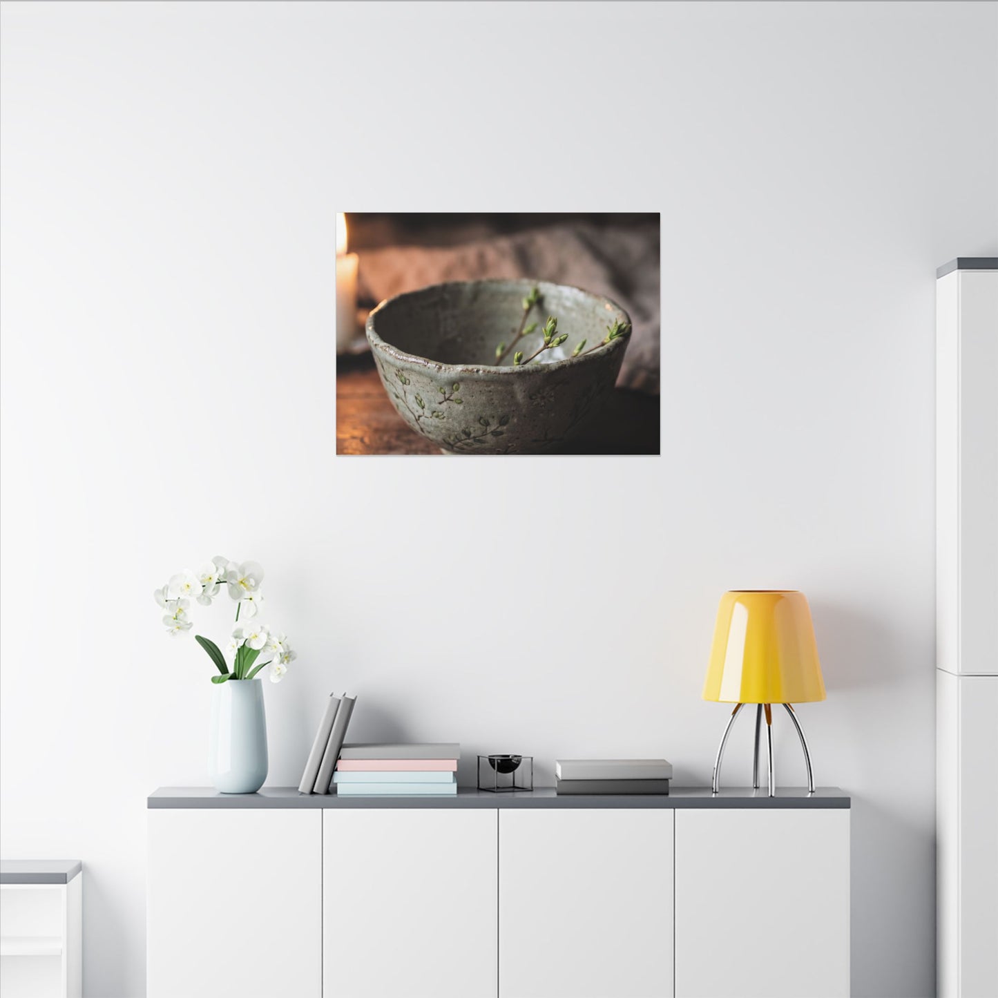 Ceramic Bowl Spring Canvas Art | Japandi Neutral Design