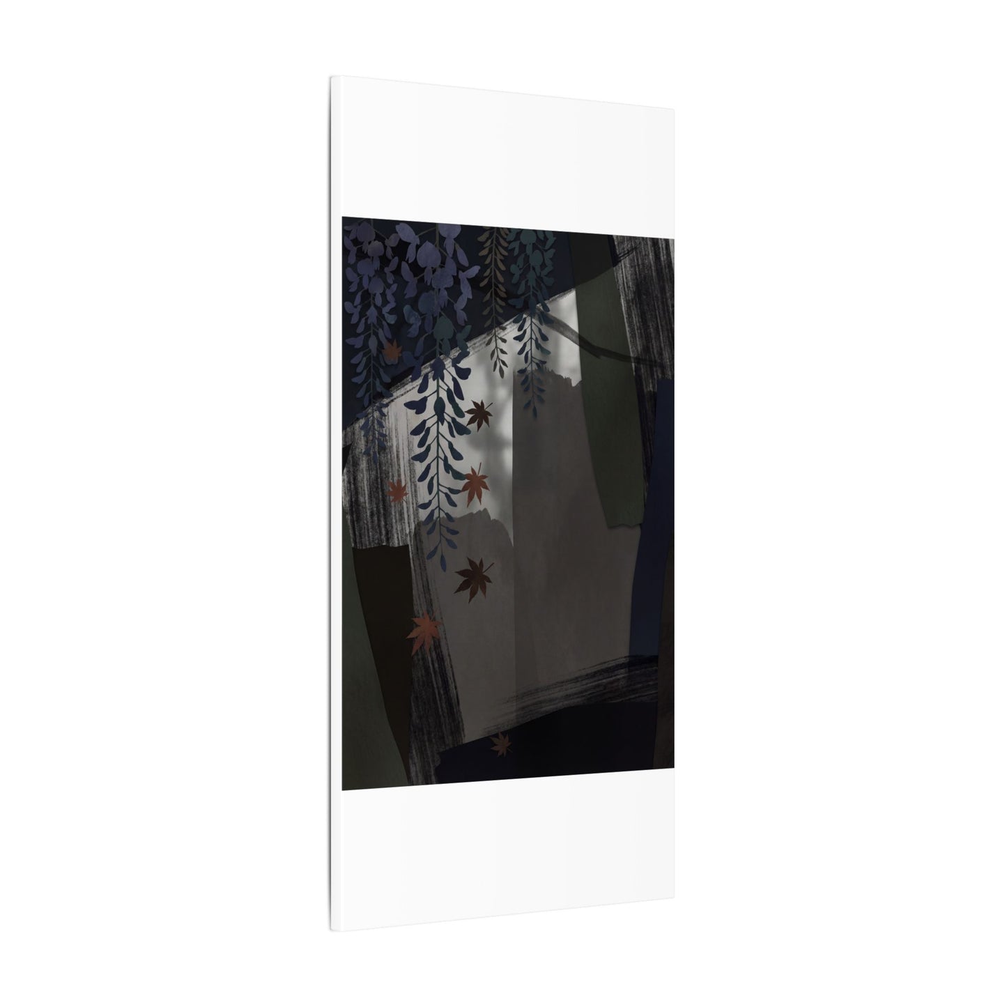 Wisteria Autumn Canvas Art | Dark Japandi Moody Design