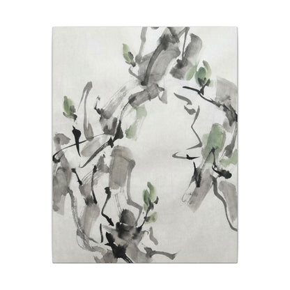 Zen Ink Brushstroke in Overcast | Sumi E Canvas Art