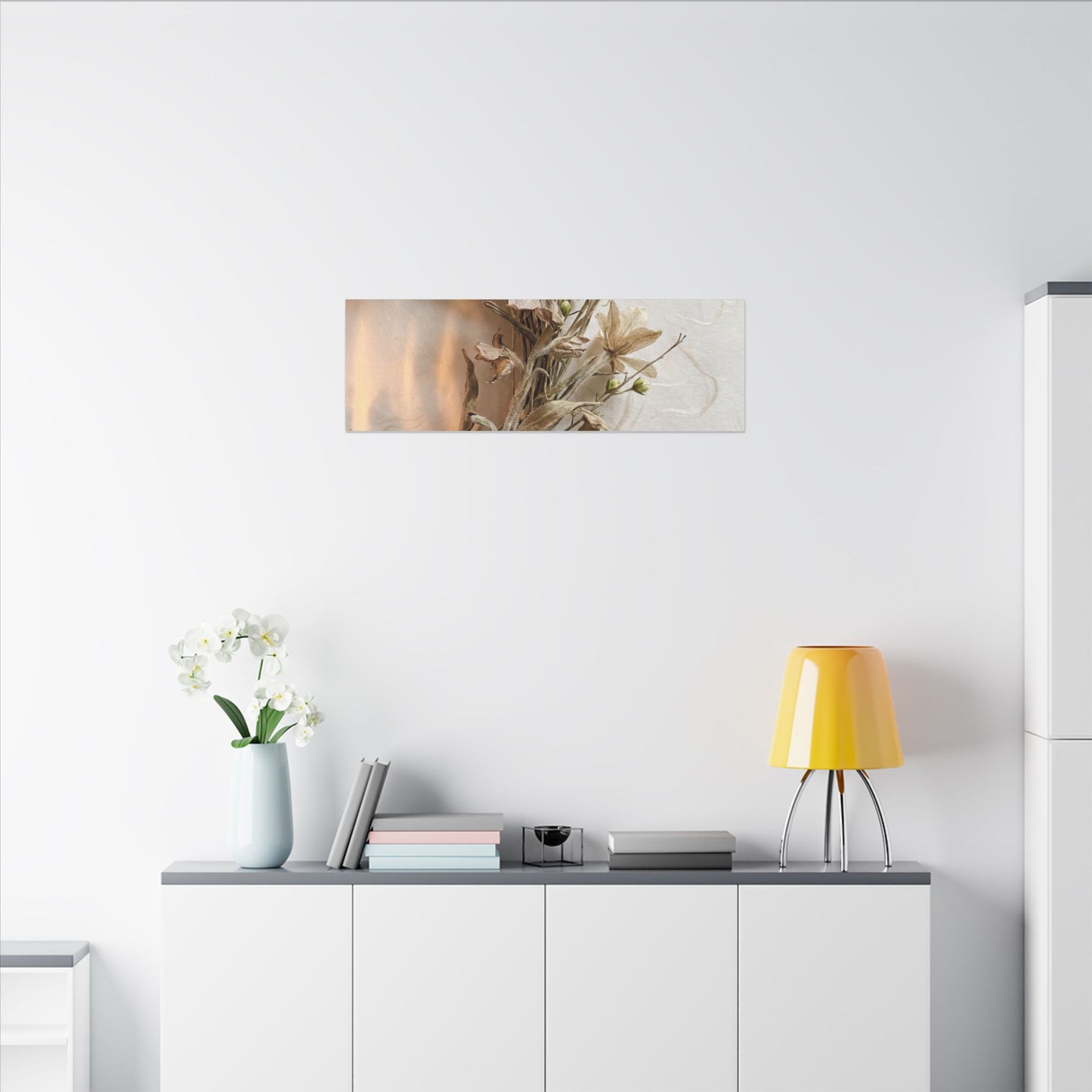 Dried Flowers Japanese Pattern Canvas Art | Neutral Japandi Art