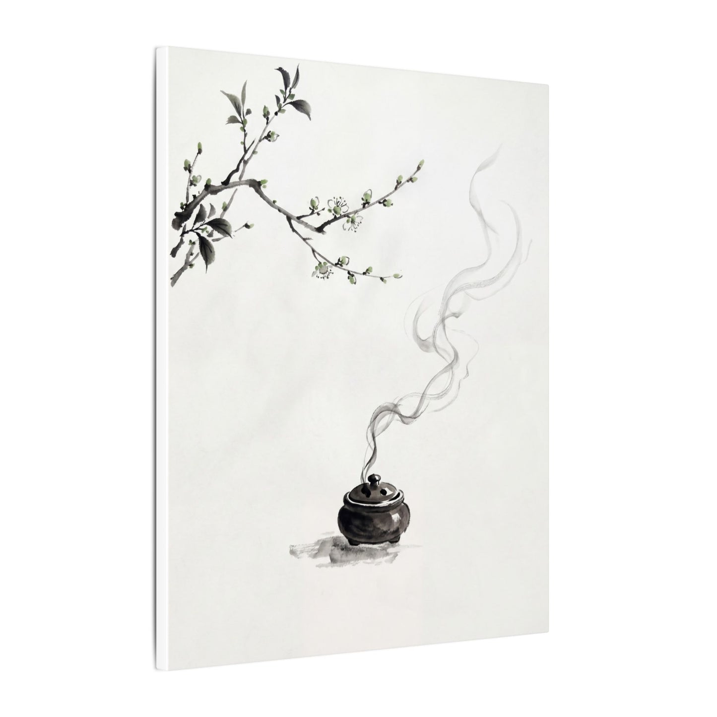 Calm Incense Smoke Canvas Art - Sumi E Zen