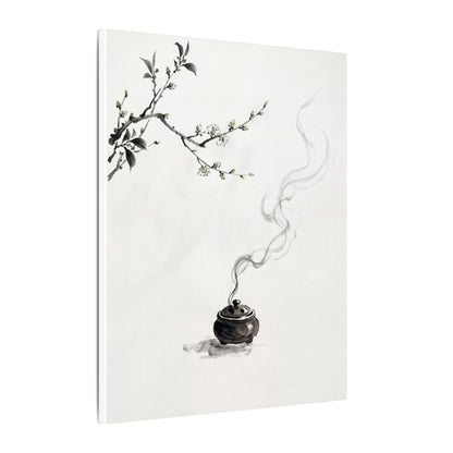 Calm Incense Smoke Canvas Art - Sumi E Zen
