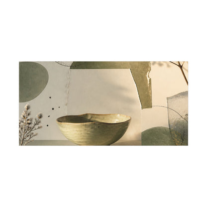Warm Ceramic Bowl Canvas Art - Minimal Line Japandi