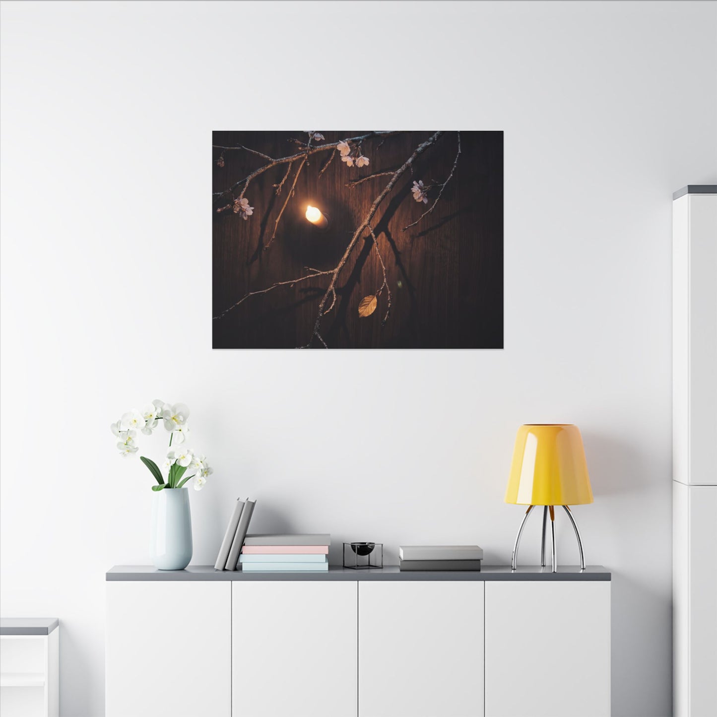 Datsuzoku Cherry Blossom Canvas Art - Dark Japandi Moody Minimal