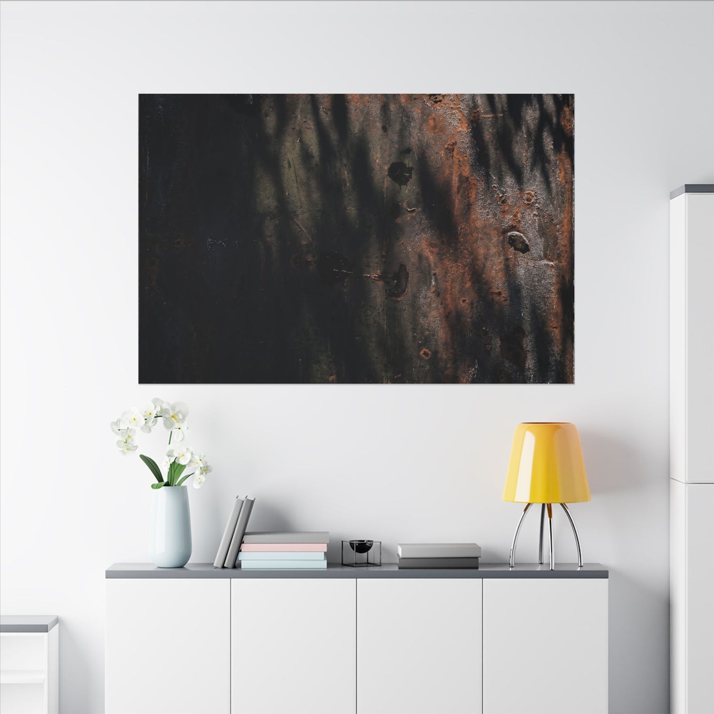 Rust Patina Shadow Zen Canvas Art | Luxurious Dark Japandi Art