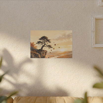 Pine Tree Autumn Canvas Art | Japandi Warm Design