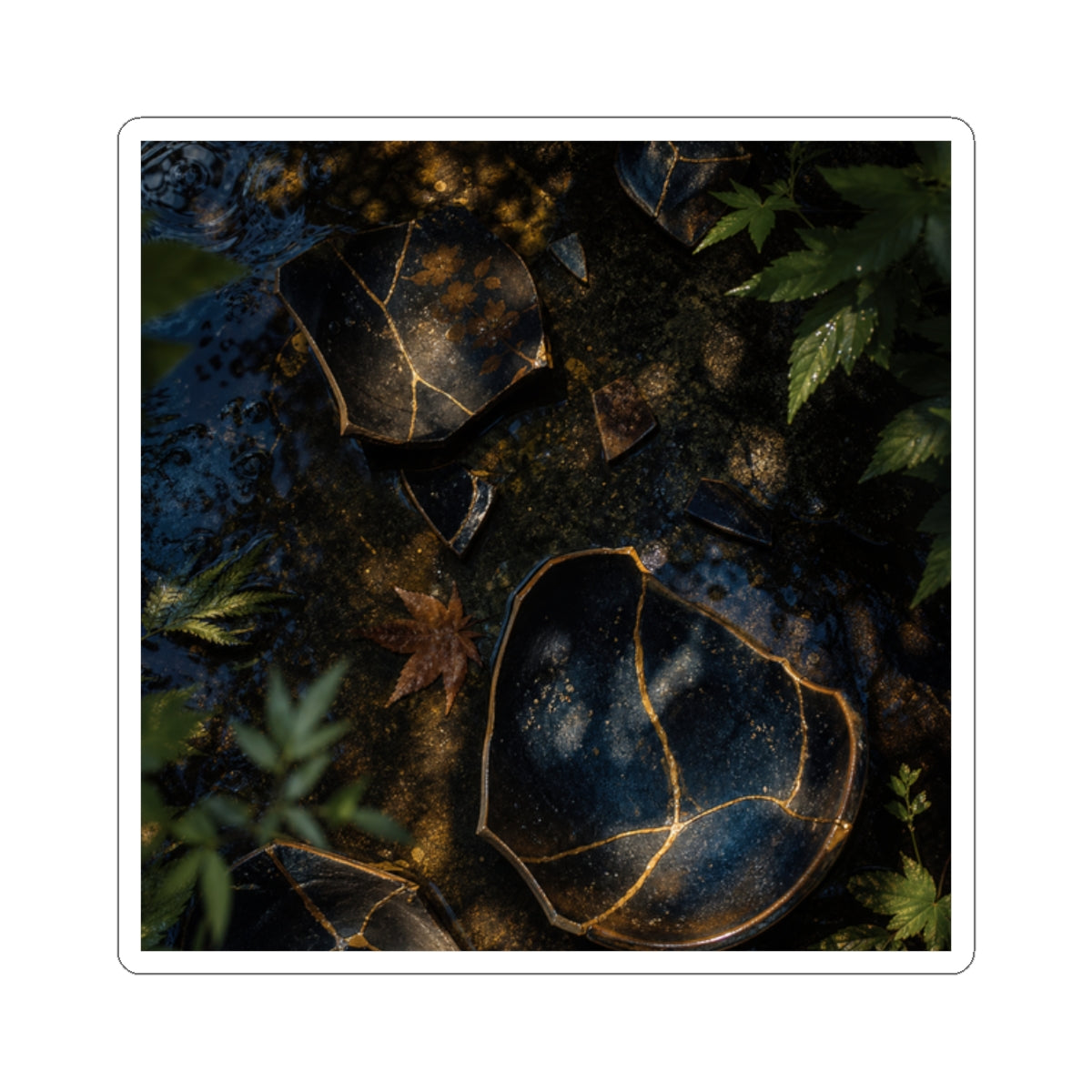Broken Pottery Sticker | Summer Dark Japandi Shadow Zen Art