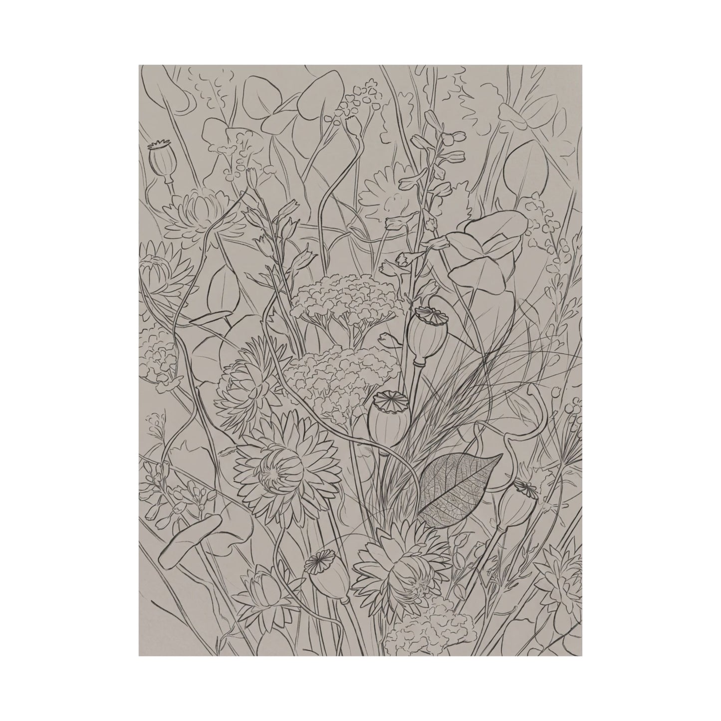 Summer Dried Flowers Minimal Line Wall Art Print | Cozy Decor