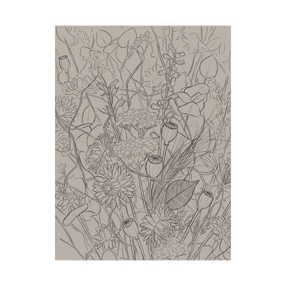 Summer Dried Flowers Minimal Line Wall Art Print | Cozy Decor