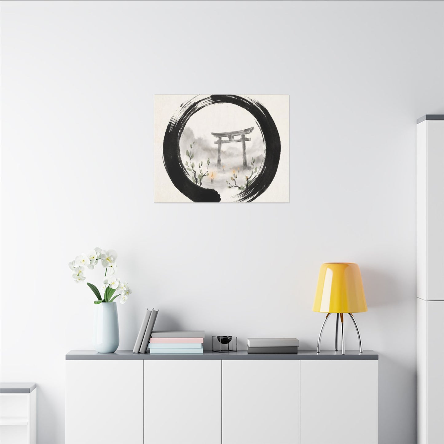 Spring Torii Gate Enso Canvas Art | Tranquil Decor