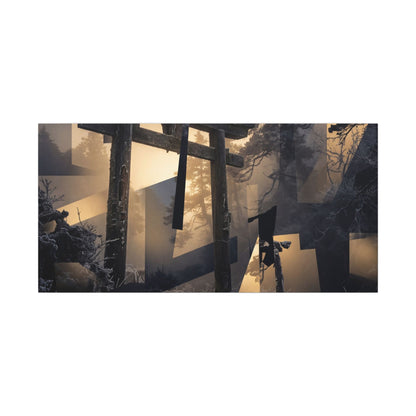 Winter Torii Gate Moody Minimal Canvas Art | Bold Decor