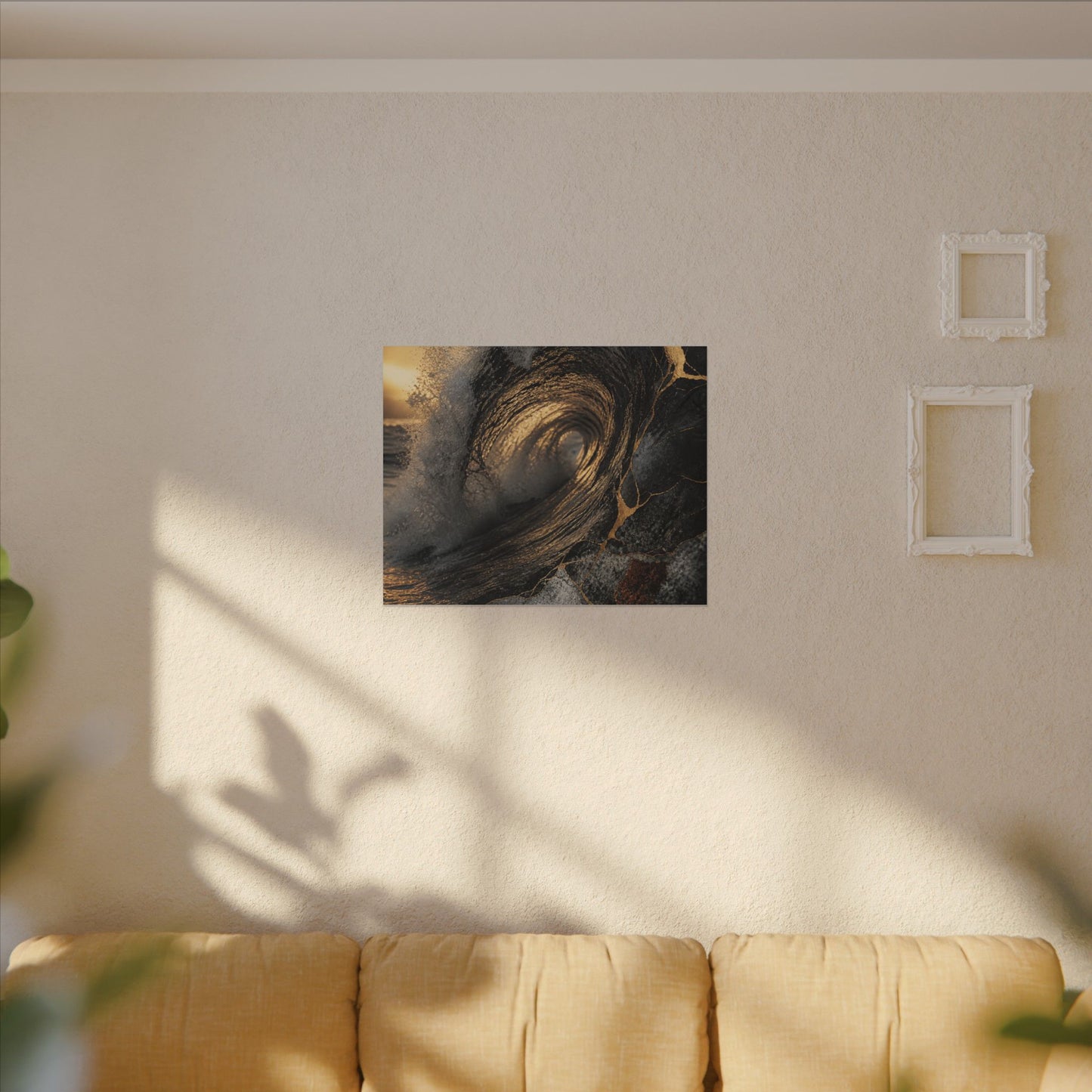 Kanso Ocean Wave Canvas Art - Kintsugi Gold Vein