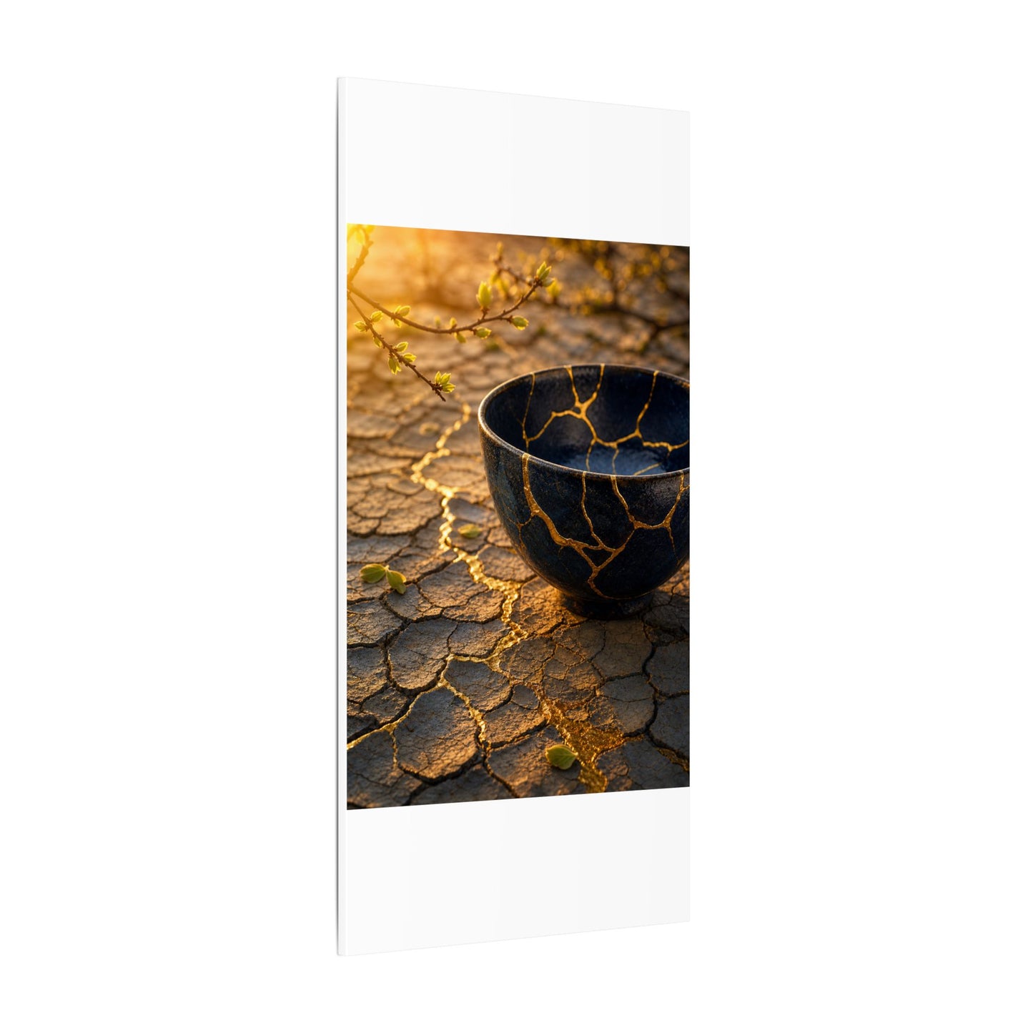 Golden Hour Cracked Earth Canvas Art - Kintsugi Fukinsei