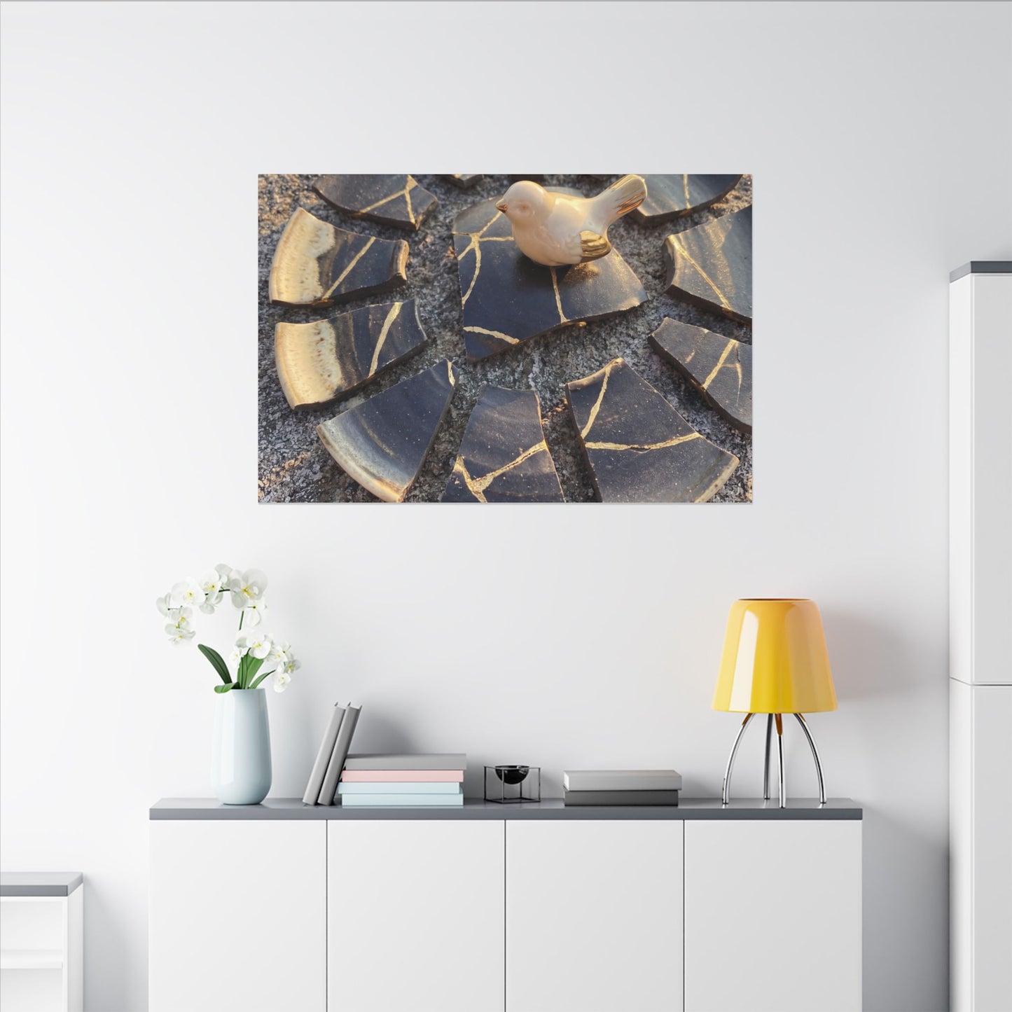 Golden Hour Broken Pottery Canvas Art - Kintsugi Datsuzoku
