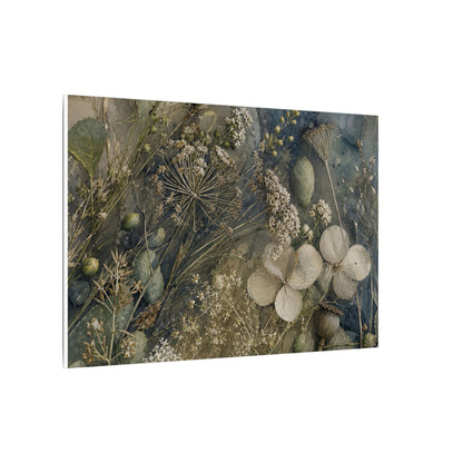 Japandi Dried Flowers in Moonlight | Watercolor Canvas Art