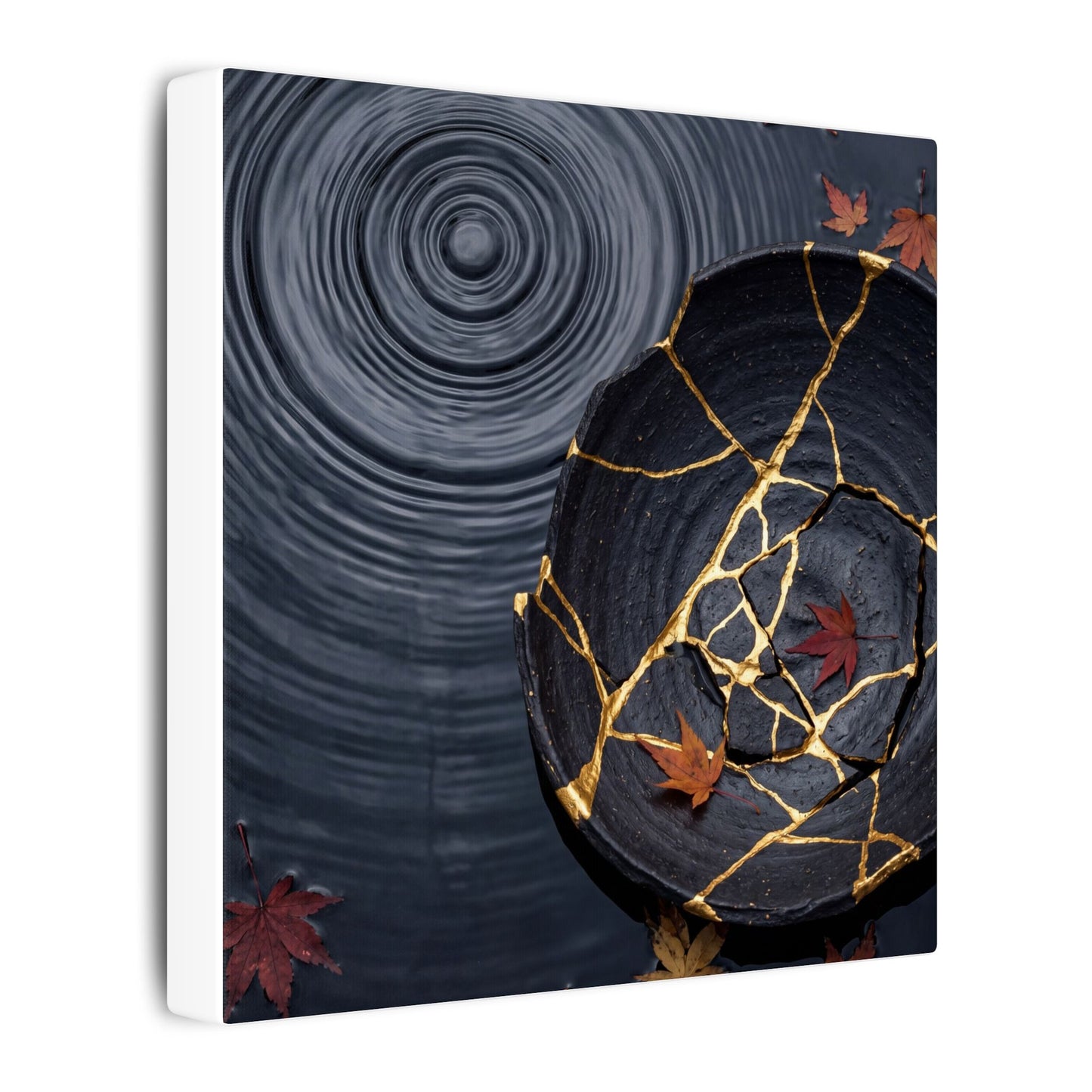 Philosophical Water Ripple Canvas Art - Gold Repair Kintsugi