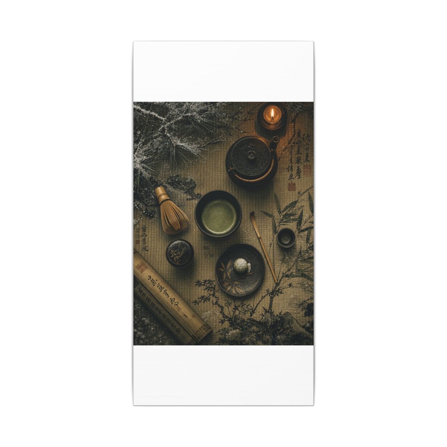 Tea Ceremony Canvas Art | Winter Zen Ukiyo E Inspired Art