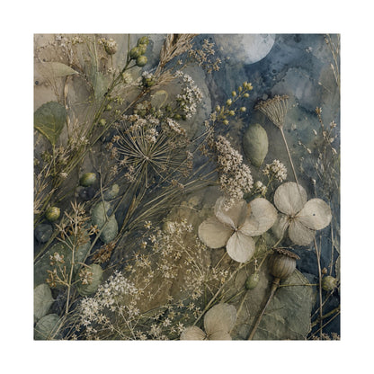 Japandi Dried Flowers in Moonlight | Watercolor Wall Art Print