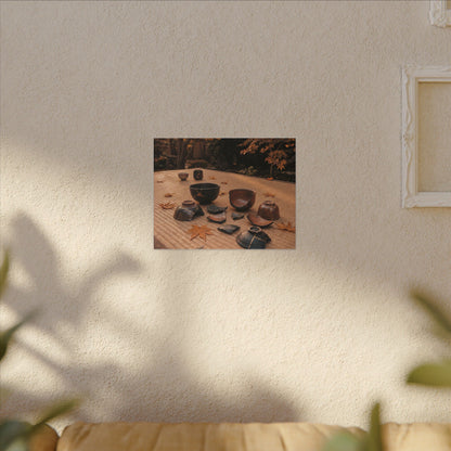 Golden Hour Tea Ceremony Canvas Art - Kintsugi Shibui