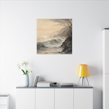 Ocean Wave Spring Canvas Art | Japandi Elegant Design