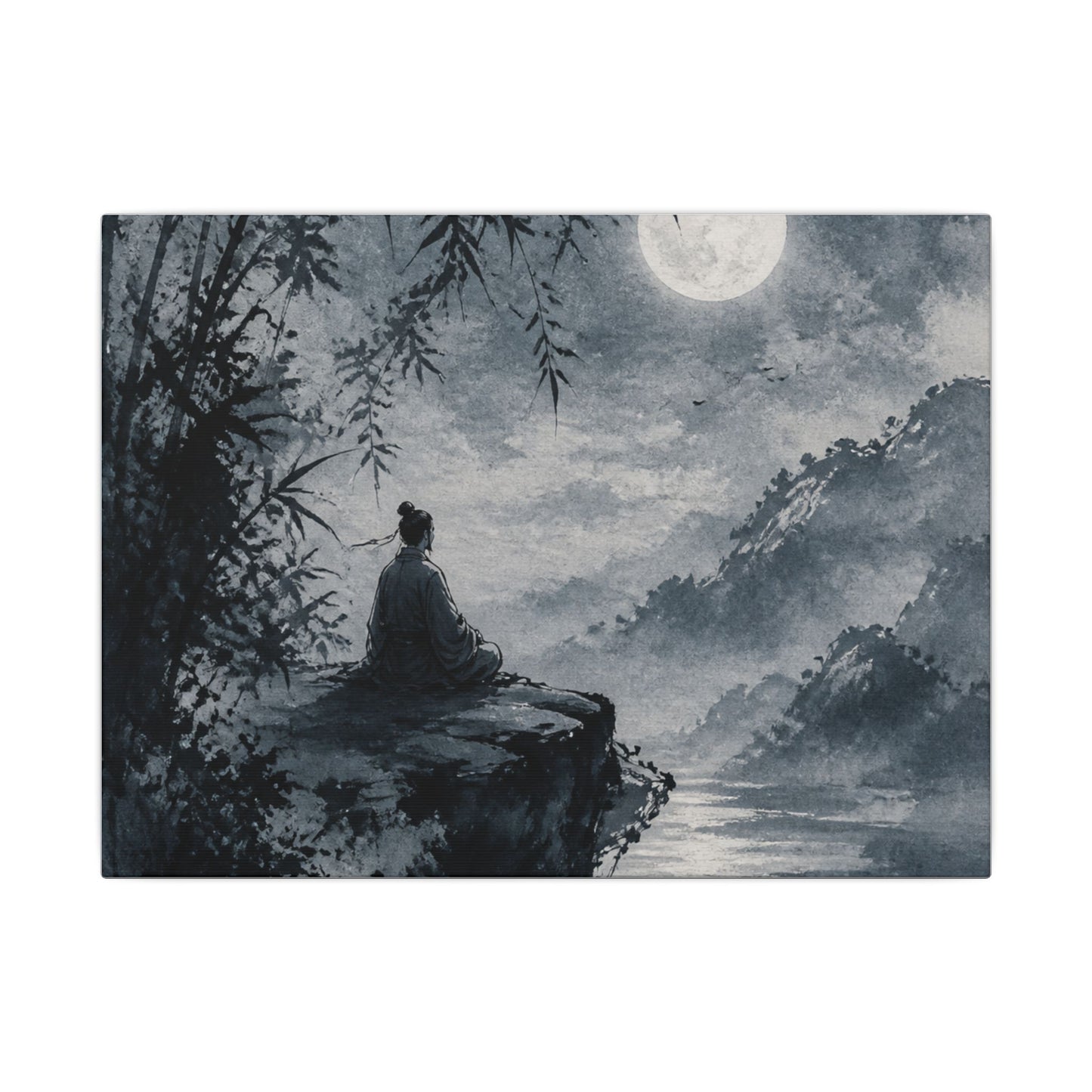 Ink Brushstroke Sumi E Canvas Art | Serene Zen Art