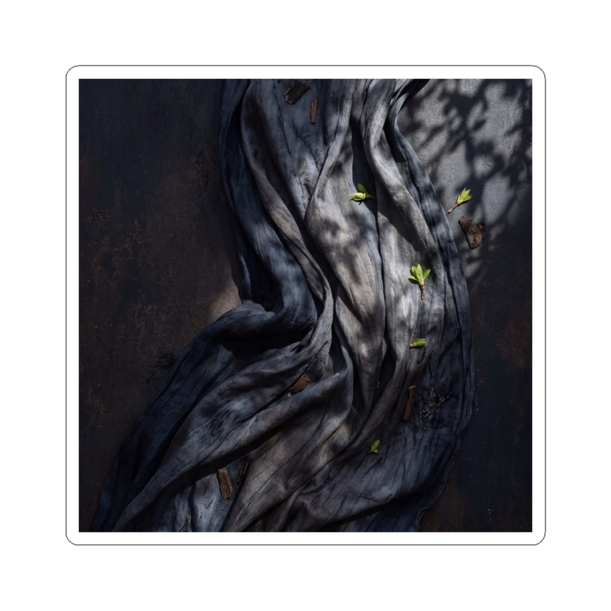 Silk Drape Spring Sticker | Dark Japandi Bold Design