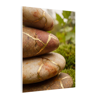 River Stones Summer Canvas Art | Kintsugi Healing Design